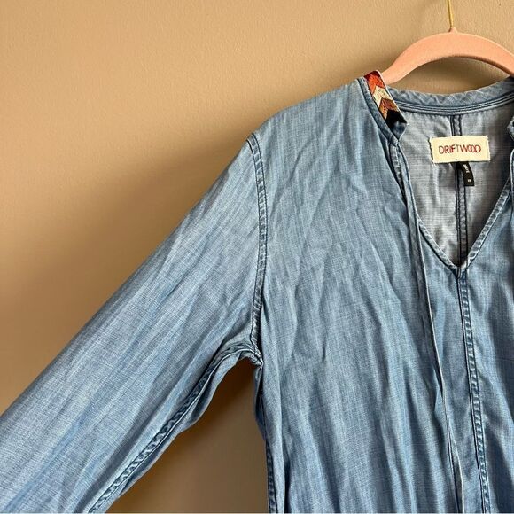 ✨ Driftwood Shaye Chambray Dress Embroidered Blue XS - Picture 5 of 11